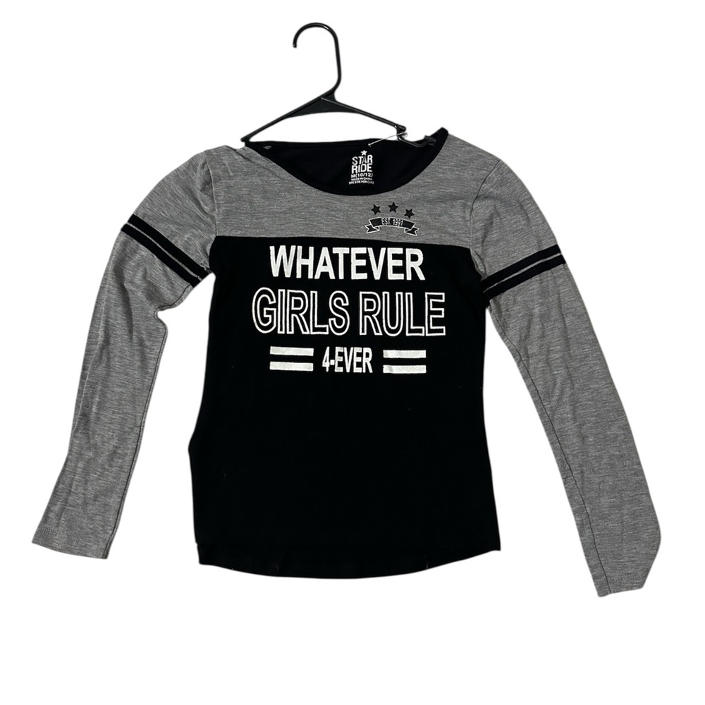 Girls Rule Black and Gray Long Sleeve Shirt